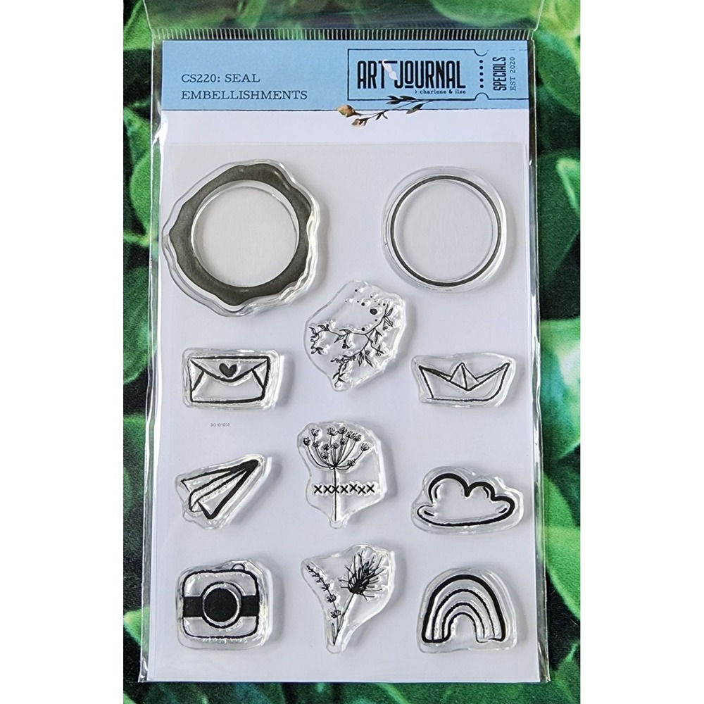 Elizabeth Craft Designs Seal Embellishments Stamp Set Art Journal CS220